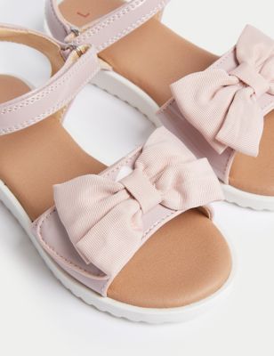 M&S Girls Patent Bow Sandals (4 Small - 2 Large) - 9 SSTD - Pale Pink, Pale Pink