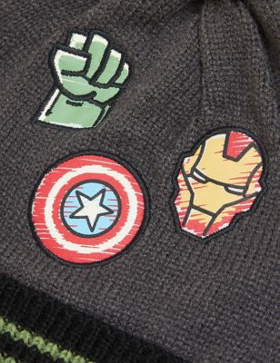 Boys M&S Collection Kids' Marvel™ Hat, Scarf and Mitten Set (1-13 Yrs) - Grey
