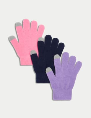 Marks And Spencer Girls M&S Collection Kids' 3pk Gloves - Sugar Pink, Sugar Pink