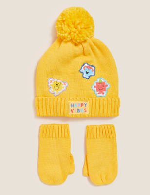 

M&S Collection Set aus Mütze und Fäustlingen für Kinder mit Mr Men™-Motiv (12 Monate-6 Jahre) - Ochre, Ochre