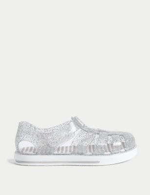 

Girls M&S Collection Kids' Glitter Riptape Jelly Sandals (4 Small - 13 Small) - Silver Mix, Silver Mix