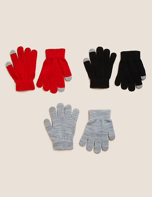 Marks And Spencer Boys M&S Collection Kids' 3pk Gloves - Red