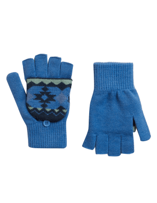 

Boys M&S Collection Kids' Fair Isle Flip Top Gloves (3-13 Yrs) - Blue, Blue