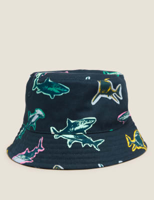 

Unisex,Boys,Girls Kids' Pure Cotton Shark Print Sun Hat (12 Mths - 13 Yrs) - Multi, Multi