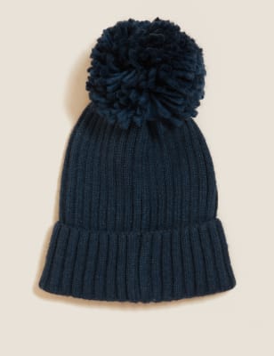 

Unisex,Boys,Girls M&S Collection Kids' Pom Pom Winter Hat (12 Mths - 13 Yrs) - Navy, Navy