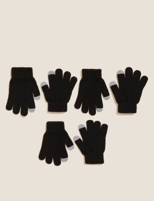 

Unisex,Boys,Girls M&S Collection Kids' 3pk Magic Gloves - Black, Black