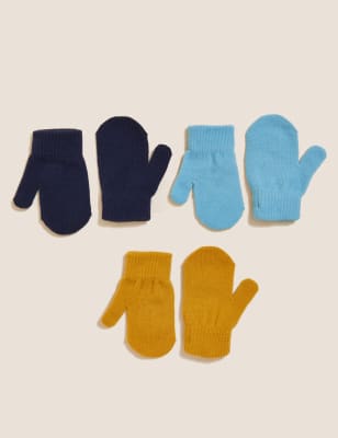 

Unisex,Boys,Girls M&S Collection Kids' 3pk Magic Gloves - Navy Mix, Navy Mix