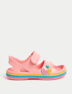 M&S Girls Fruit Riptape Sandals (4 Small-12 Small) - 4S - Pink Mix, Pink Mix