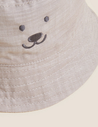 Kids' Pure Cotton Bear Sun Hat (0-1 Yr)