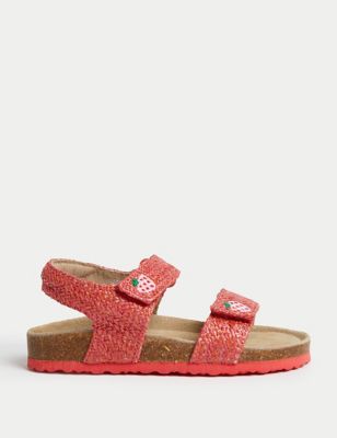 M&S Girls Strawberry Footbed Sandals (4 Small - 2 Large) - 1 LSTD - Pink Mix, Pink Mix