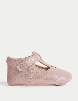 M&S Baby Gift Boxed Leather Pram Shoes (0-1 Yrs) - 12-18 - Light Pink, Light Pink