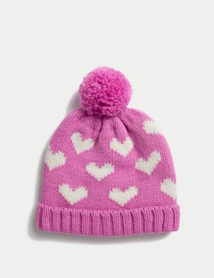 Kids' Heart Print Winter Hat (1-6 Yrs)