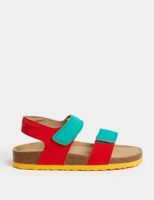 M&S Boys Riptape Footbed Sandals (4 Small - 2 Large) - 2 LSTD - Red, Red