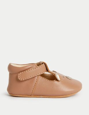 M&S Baby Gift Boxed Leather Pram Shoes (0-18 Mths) - 0-3 M - Tan, Tan