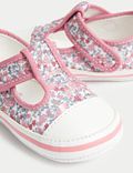 נעלי טרום-הליכה מקנבס בדוגמה פרחונית עם רצועת סקוץ' (18-0 חודשים)