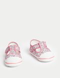 Canvas babyschoentjes met klittenband en bloemmotief (0-18 maanden)