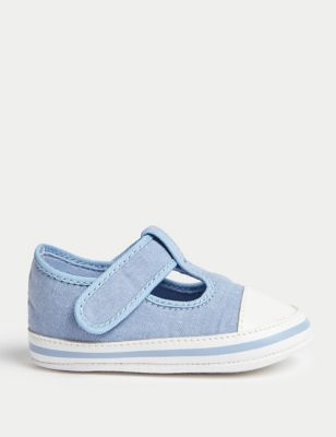M&S Baby Canvas Riptape Pre-Walkers (0-18 Mths) - 0-3 M - Chambray, Chambray