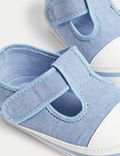נעלי טרום-הליכה לתינוקות מבד קנבס עם רצועת סקוץ' (0-‏18 חודשים)