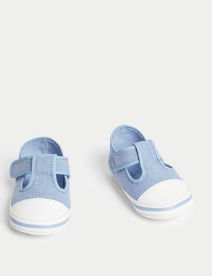 Baby Canvas Riptape Pram Shoes (0-18 Mths)