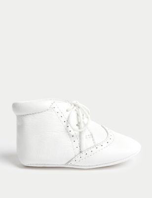 M&S Baby Leather Pre-Walker Booties (0-18 Mths) - 3-6 M - White, White
