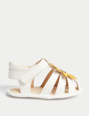 M&S Girl's Daisy Pre-walker Sandals (0-18 Mths) - 3-6 M - White, White