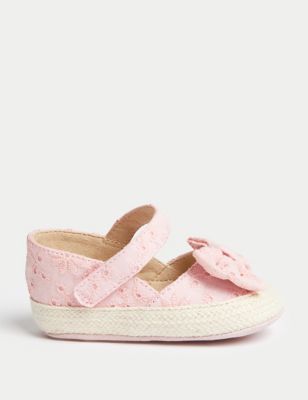 M&S Girl's Floral Riptape Espadrille Pre-walkers (0-18 Mths) - 3-6 M - Coral, Coral