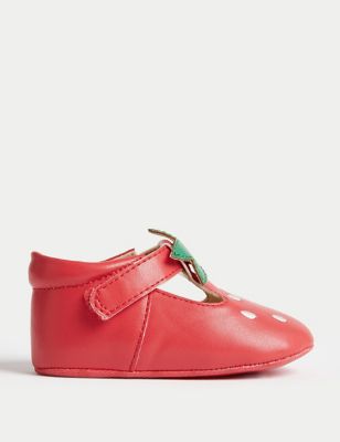 M&S Girl's Strawberry Riptape Pram Shoes (0-18 Mths) - 3-6 M - Blush Pink, Blush Pink