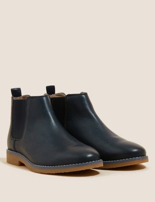 

Unisex,Boys,Girls M&S Collection Kids' Leather Freshfeet™ Chelsea Boots (13 Small - 7 Large) - Navy, Navy