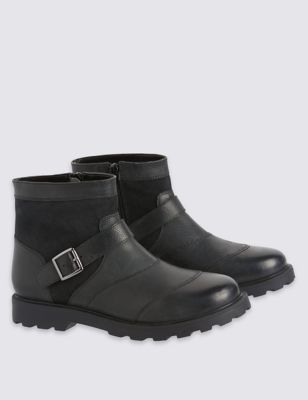 Kids' Leather Buckle Boots