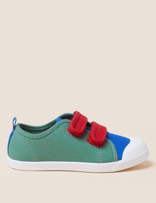 

Boys M&S Collection Kids' Freshfeet™ Riptape Colour Block Pumps (3 Small - 13 Small) - Green Mix, Green Mix