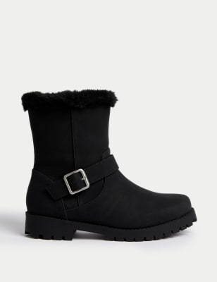 

Girls M&S Collection Kids' Faux Fur Ankle Boots (1 Large - 6 Large) - Black, Black