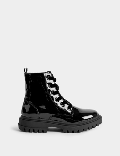 Kids' Patent Freshfeet™ Lace Boots (13 Small - 6 Large)
