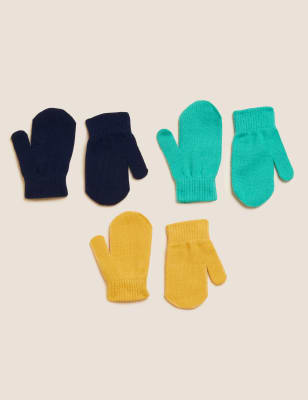 Boys M&S Collection Kids' 3pk Mittens - Dark Gold