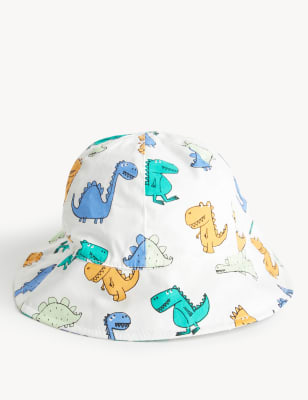 

M&S Collection Gorro para verano infantil 100% algodón de dinosaurios (0-12 meses) - White, White