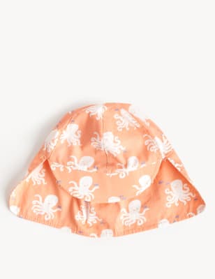 

M&S Collection Gorro para verano infantil 100% algodón con estampado de pulpo (0-6 años) - Coral, Coral