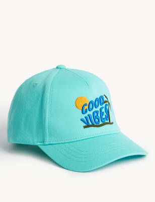 

Boys Kids Embroidered Good Vibes Slogan Cap (0-13 Yrs) - Bright Aqua, Bright Aqua