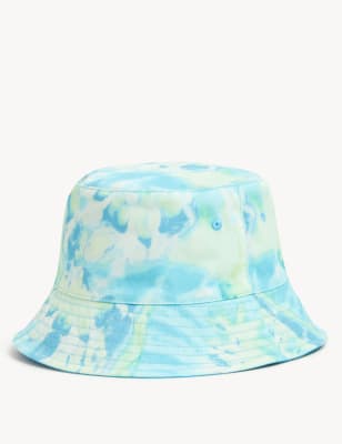 

M&S Collection Sonnenhut für Kinder aus reiner Baumwolle mit Tie-Dye-Muster (12 M.-13 J.) - Turquoise, Turquoise