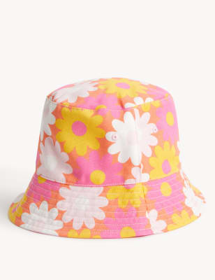 

M&S Collection Kindersonnenhut aus reiner Baumwolle mit Blumenmuster - Coral, Coral