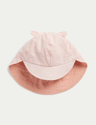 

M&S Collection Gorro para verano infantil 100% algodón reversible (1-6 año) - Coral, Coral