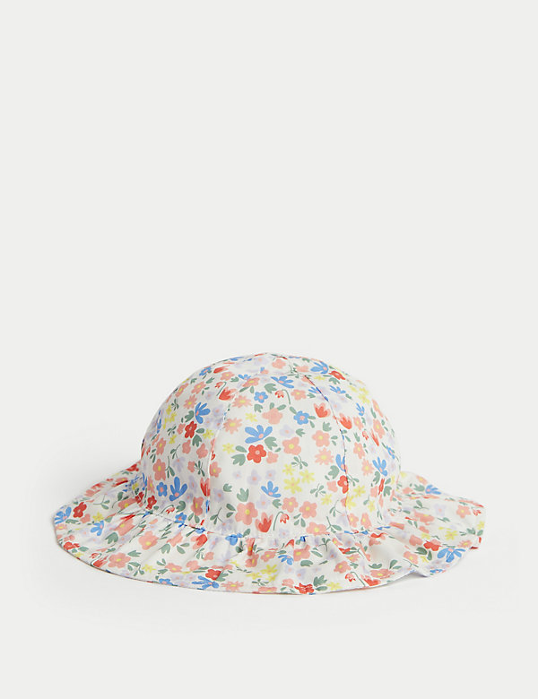 Kids' Pure Cotton Reversible Floral Sun Hat (1-6 Yrs) - EE