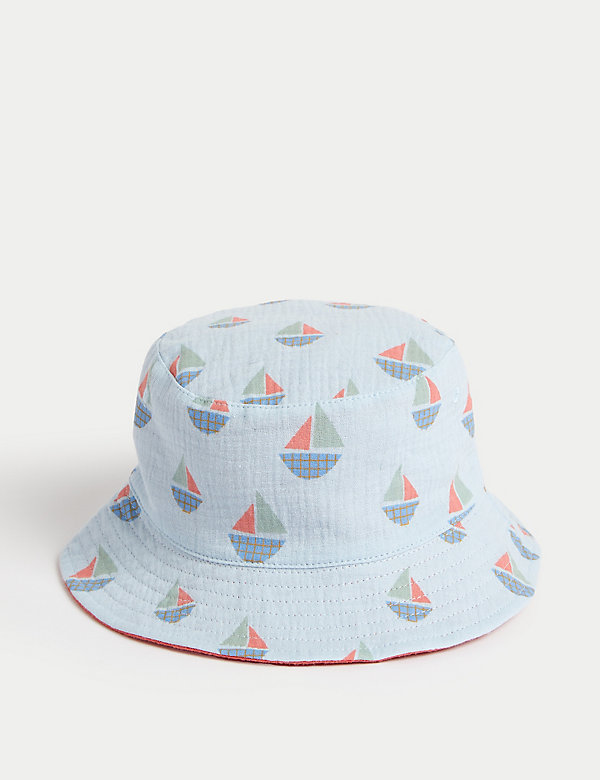 Kids' Pure Cotton Reversible Sun Hat (1-6 Yrs) - CZ