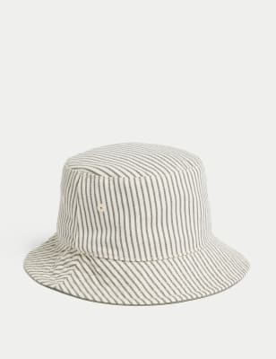 

M&S Collection Gorro para verano infantil 100% algodón de rayas (0-1 años) - Green, Green