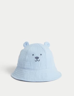 Kids' Pure Cotton Bear Sun Hat (0-18 Mths)