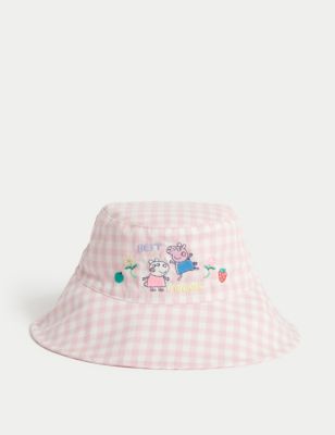 M&S Girl's Kid's Pure Cotton Peppa Pig Sun Hat (1-6 Yrs) - 12-18 - Pink, Pink