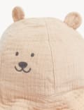 Sonnenhut aus reiner Baumwolle mit Bärenmotiv für Kinder (0–6 J.)