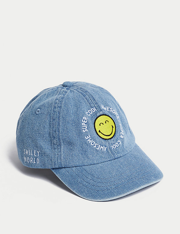 כובע בייסבול SmileyWorld®‎ לילדים מבד ג'ינס (13-6 שנים) - IL