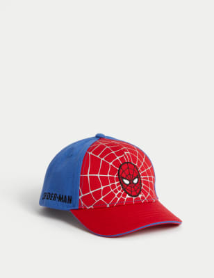 M&S Boy's Kid's Pure Cotton Spider-Man Baseball Cap (1-6 Yrs) - 12-18 - Blue Mix, Blue Mix