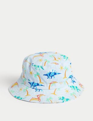 Kids' Pure Cotton Dino Print Sun Hat (1-13 Yrs)