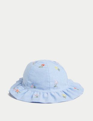 Embroidered Floral Sun Hat (0-12 Mths)