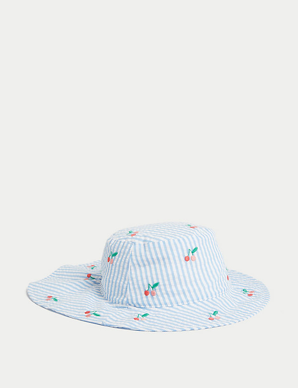 Kids' Pure Cotton Cherry Striped Sun Hat (1-6 Yrs) - SG